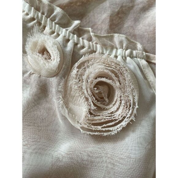 Women’s Pink Peach Chiffon 3/4 Sleeves Blouse Size L - Picture 6 of 8